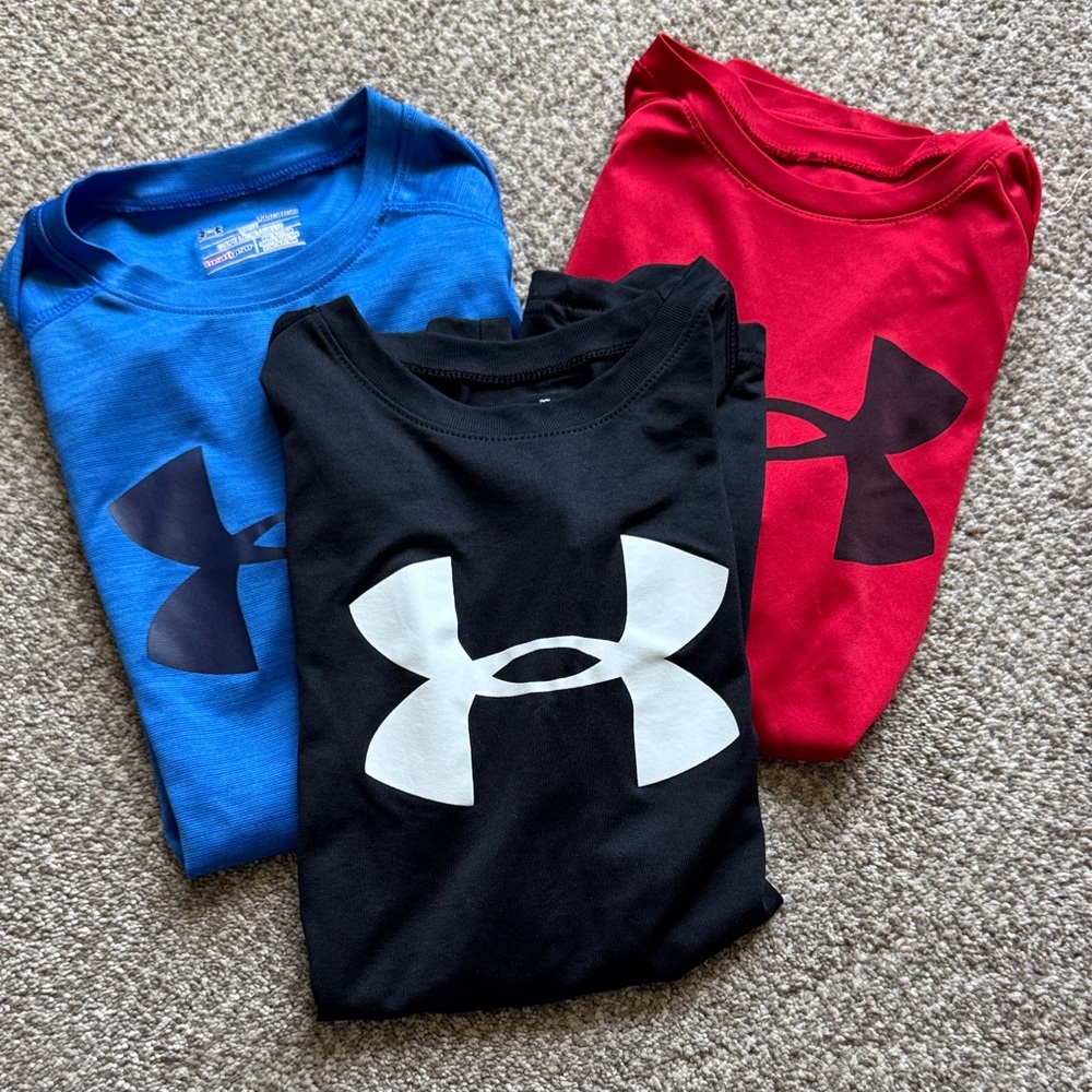 Under Armour Kids' short Sleeve Tees - Red, Blue, Black (sleeveless)